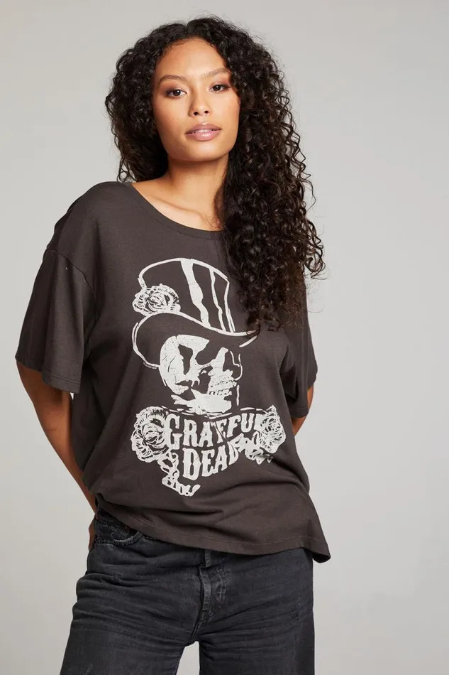 Womens Chaser Brand Tops Grateful Dead Top Hat Skull Tee