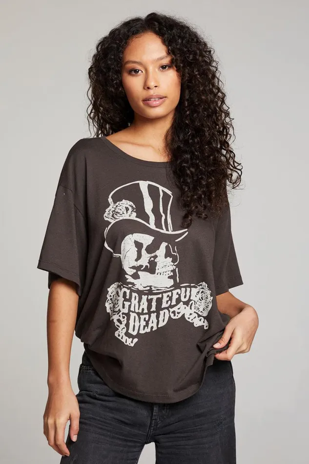 Womens Chaser Brand Tops Grateful Dead Top Hat Skull Tee