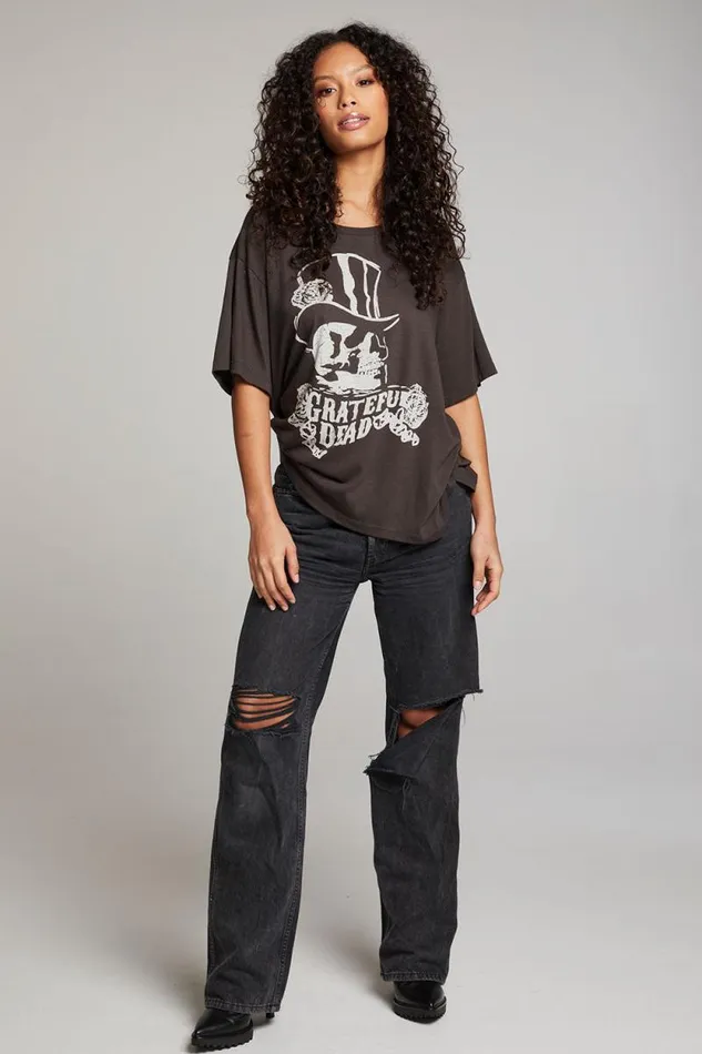 Womens Chaser Brand Tops Grateful Dead Top Hat Skull Tee