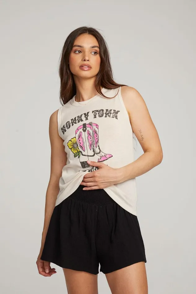 Womens Chaser Brand Tops Honky Tonk Honey Muscle Tee
