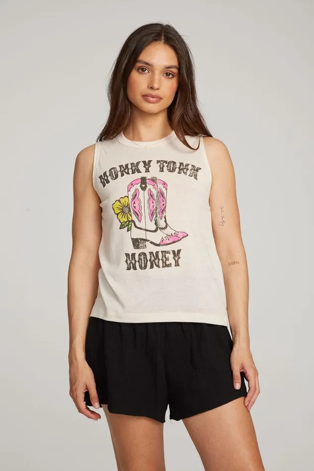 Womens Chaser Brand Tops Honky Tonk Honey Muscle Tee