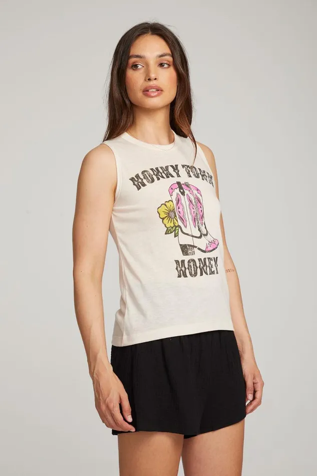 Womens Chaser Brand Tops Honky Tonk Honey Muscle Tee