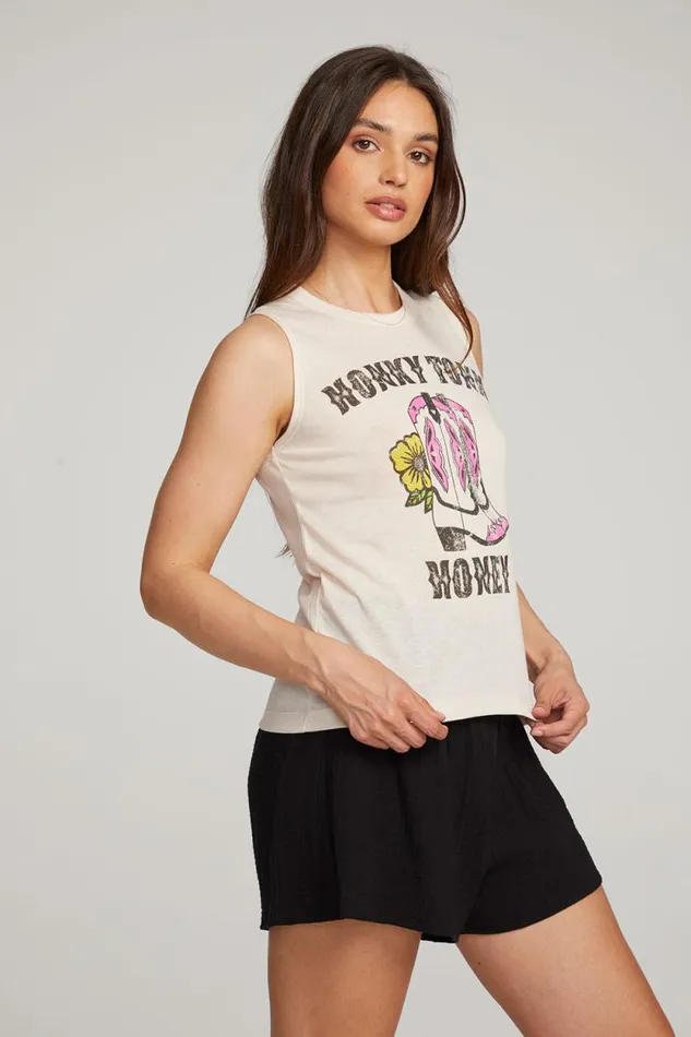 Womens Chaser Brand Tops Honky Tonk Honey Muscle Tee