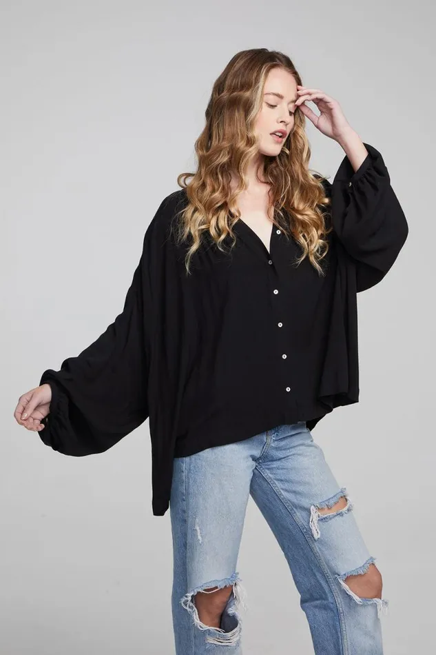 Womens Chaser Brand Tops Idol Shadow Black Blouse