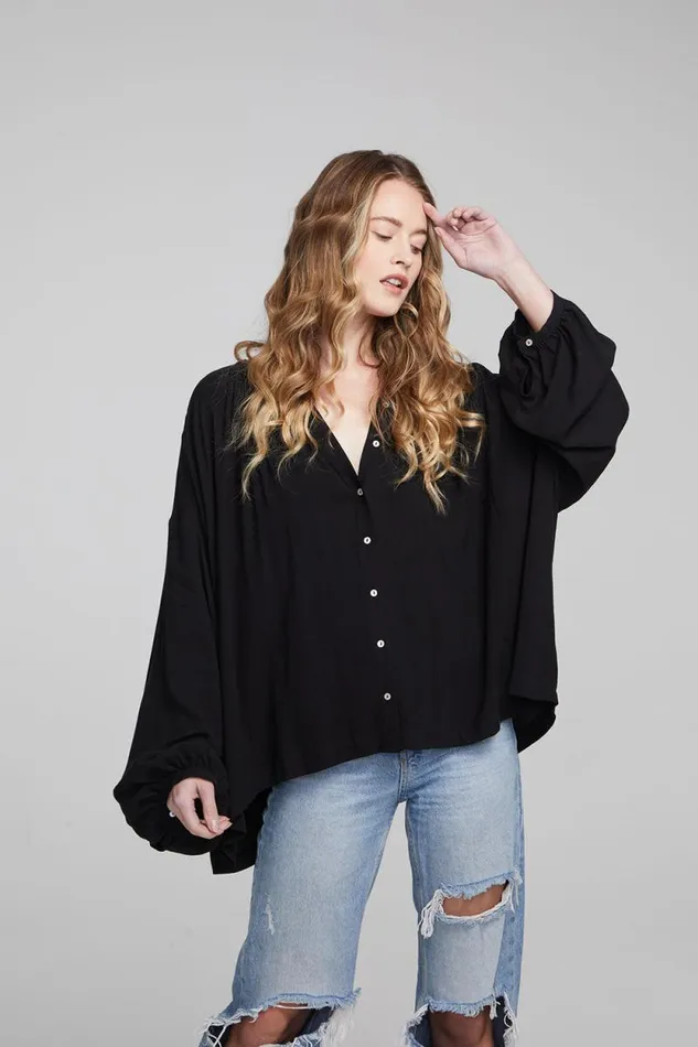 Womens Chaser Brand Tops Idol Shadow Black Blouse