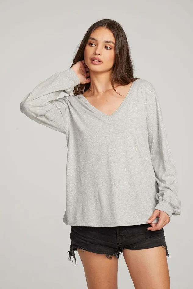 Womens Chaser Brand Tops Kara Heather Grey Long Sleeve