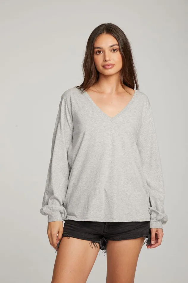 Womens Chaser Brand Tops Kara Heather Grey Long Sleeve