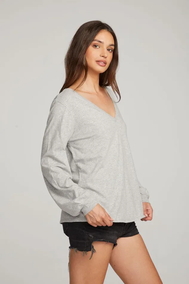 Womens Chaser Brand Tops Kara Heather Grey Long Sleeve