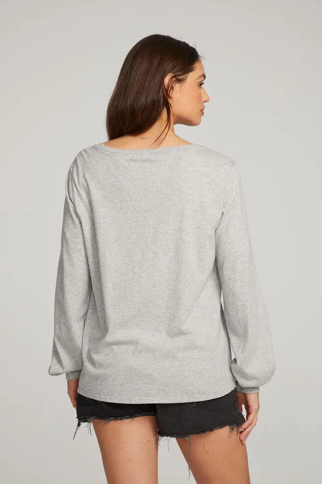 Womens Chaser Brand Tops Kara Heather Grey Long Sleeve