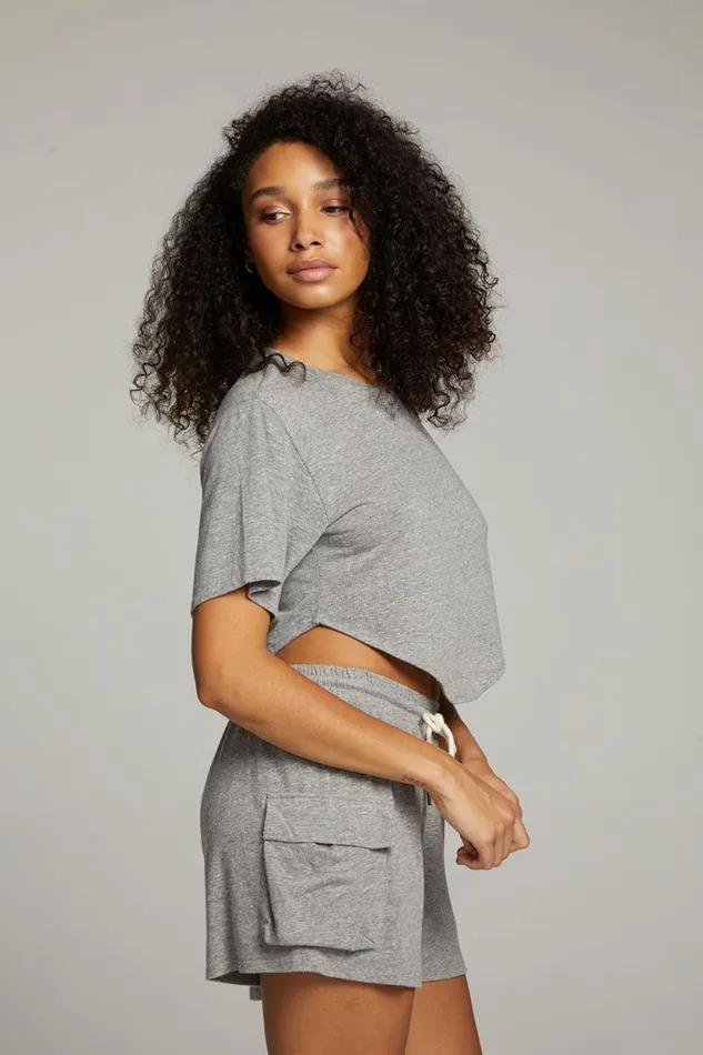 Womens Chaser Brand Tops Kylie Streaky Grey Tee