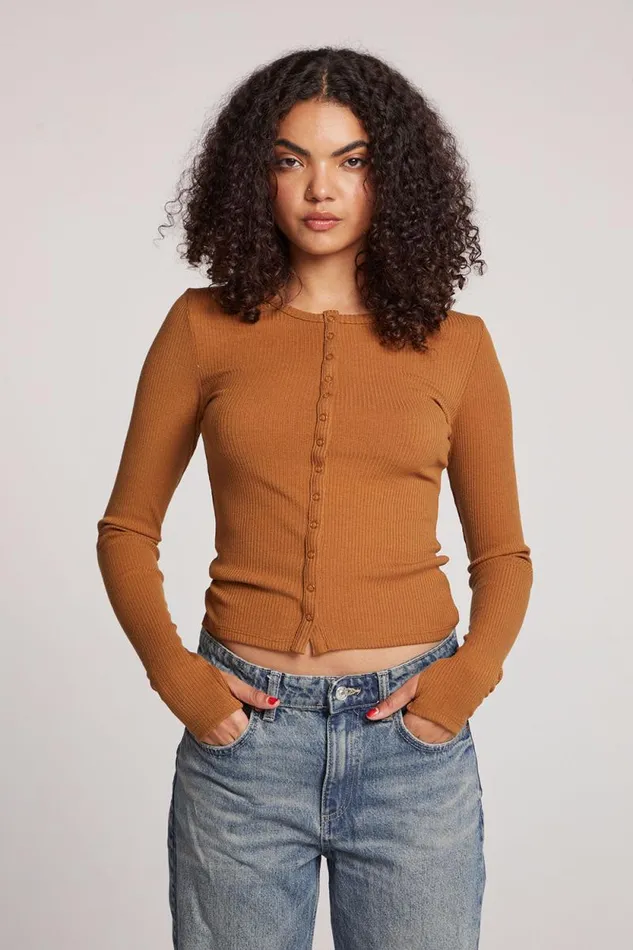 Womens Chaser Brand Tops Laurel Coco Brown Cardigan