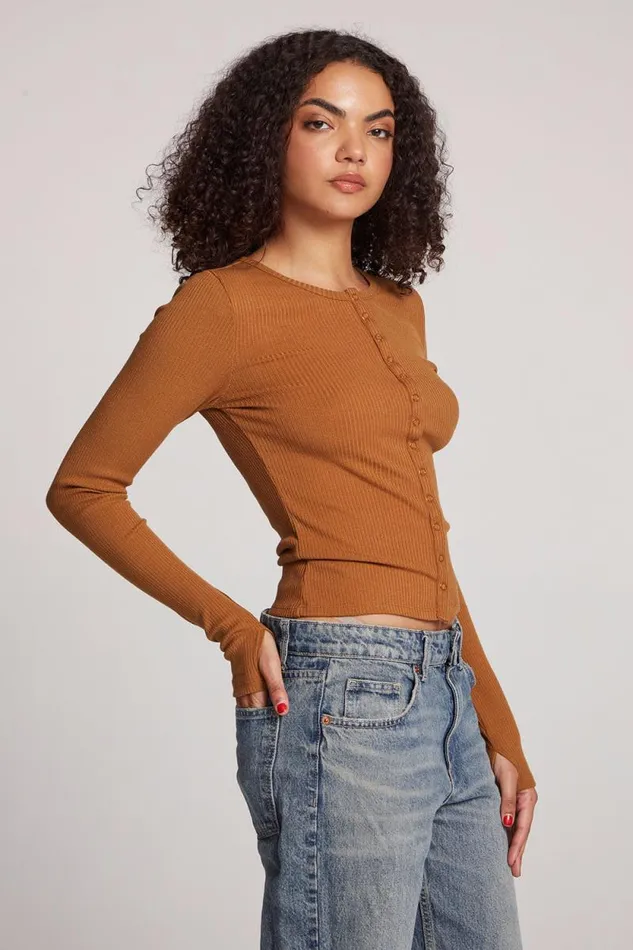 Womens Chaser Brand Tops Laurel Coco Brown Cardigan