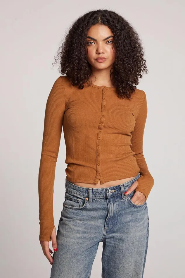 Womens Chaser Brand Tops Laurel Coco Brown Cardigan