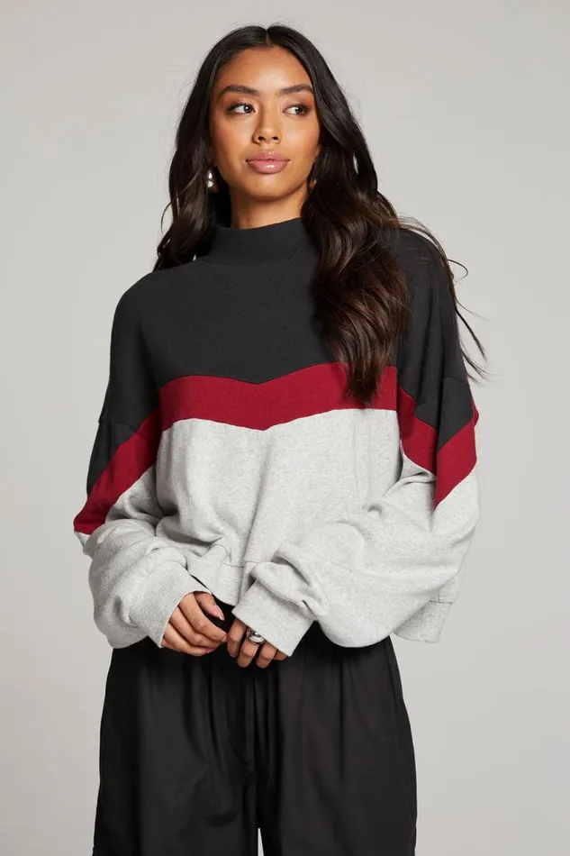 Womens Chaser Brand Tops Liz Fire Color Block Pullover
