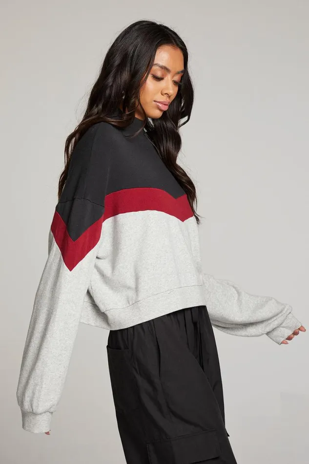 Womens Chaser Brand Tops Liz Fire Color Block Pullover