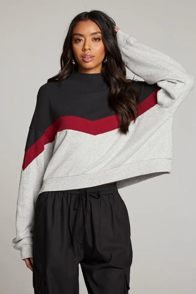 Womens Chaser Brand Tops Liz Fire Color Block Pullover