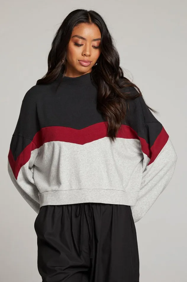 Womens Chaser Brand Tops Liz Fire Color Block Pullover