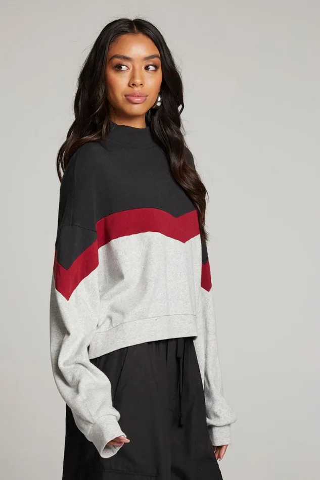 Womens Chaser Brand Tops Liz Fire Color Block Pullover