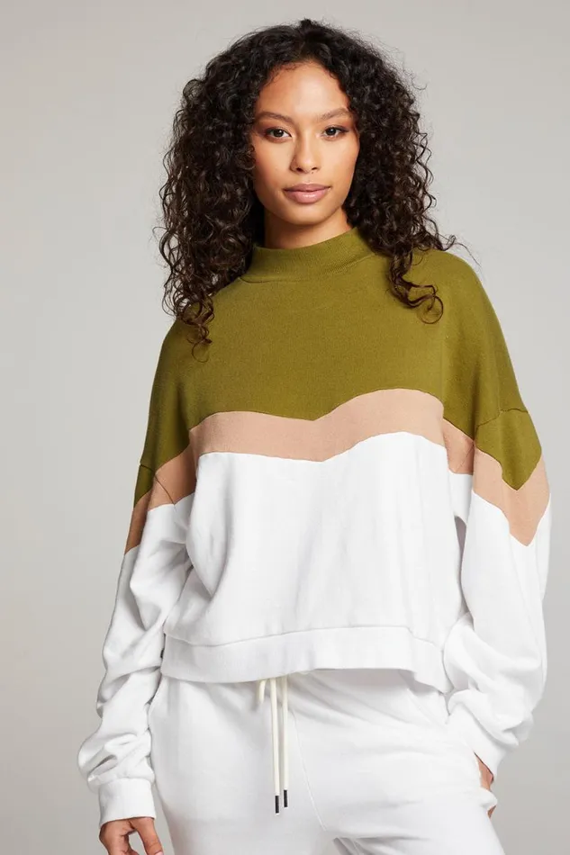 Womens Chaser Brand Tops Liz Sand Color Block Pullover