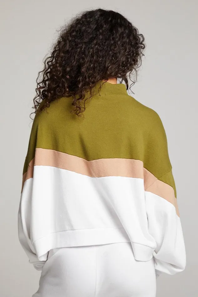 Womens Chaser Brand Tops Liz Sand Color Block Pullover