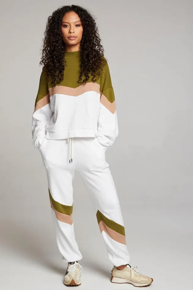 Womens Chaser Brand Tops Liz Sand Color Block Pullover