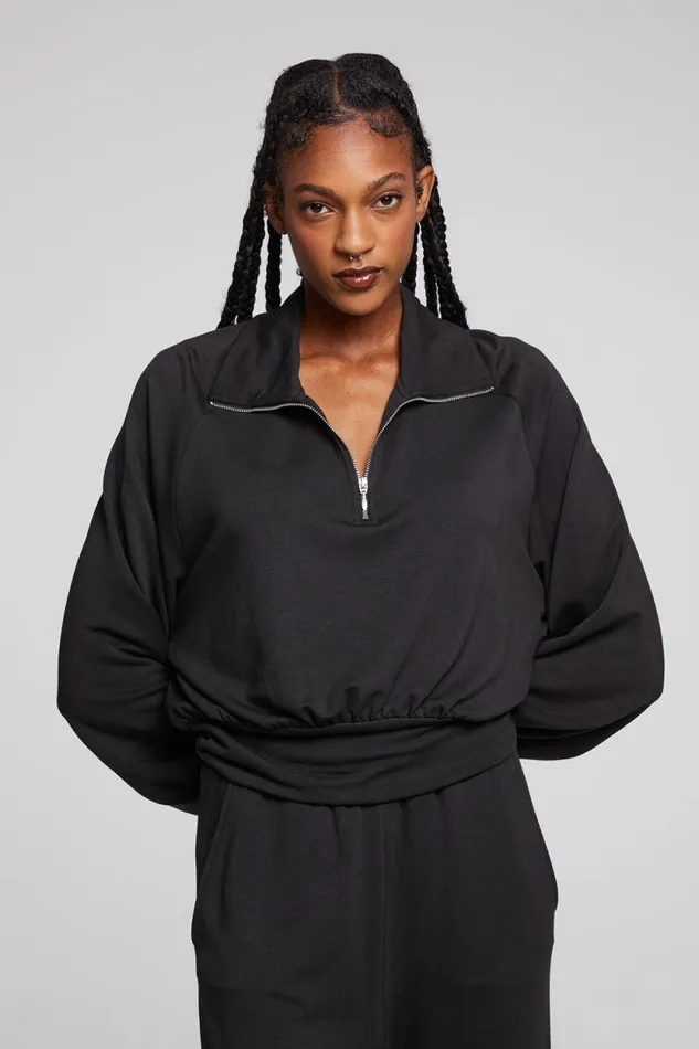 Womens Chaser Brand Tops Midnight Licorice Half Zip