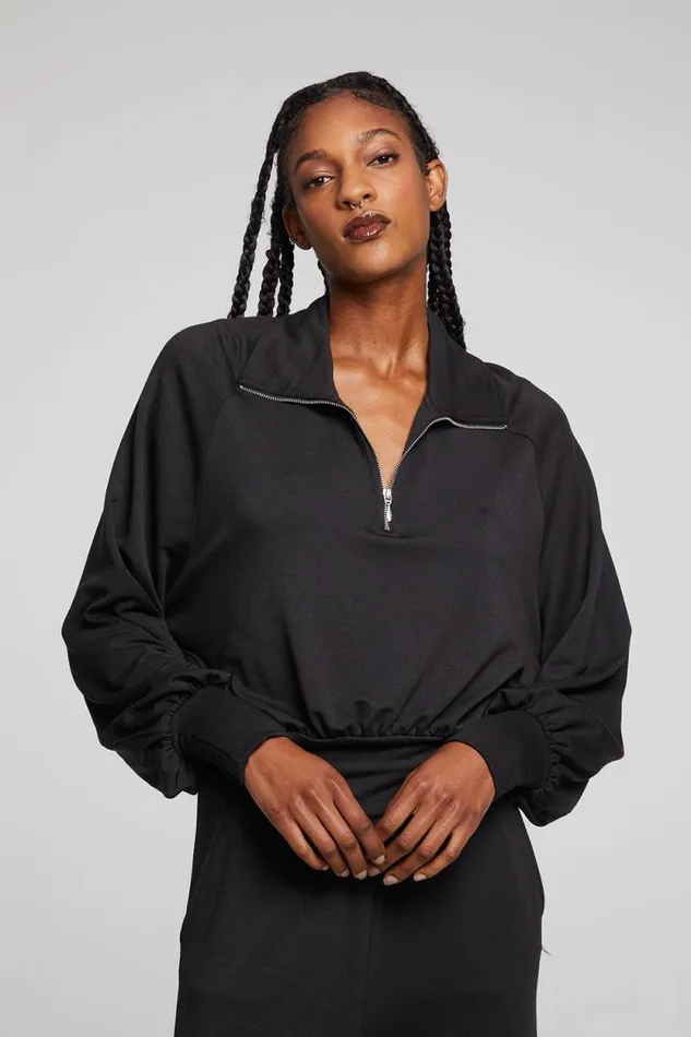 Womens Chaser Brand Tops Midnight Licorice Half Zip