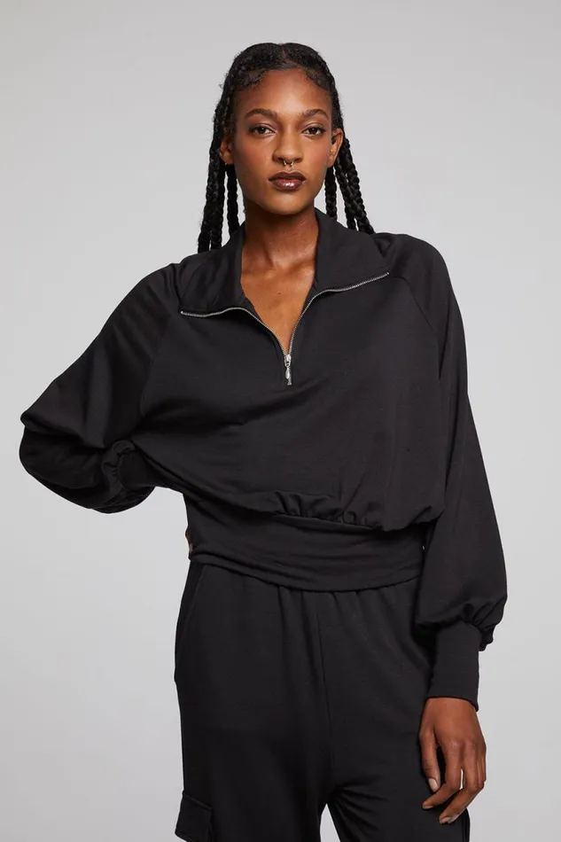 Womens Chaser Brand Tops Midnight Licorice Half Zip