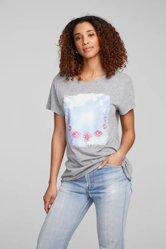 Womens Chaser Brand Tops Moon And Roses Tee
