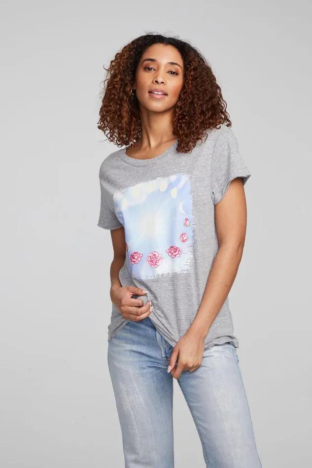 Womens Chaser Brand Tops Moon And Roses Tee
