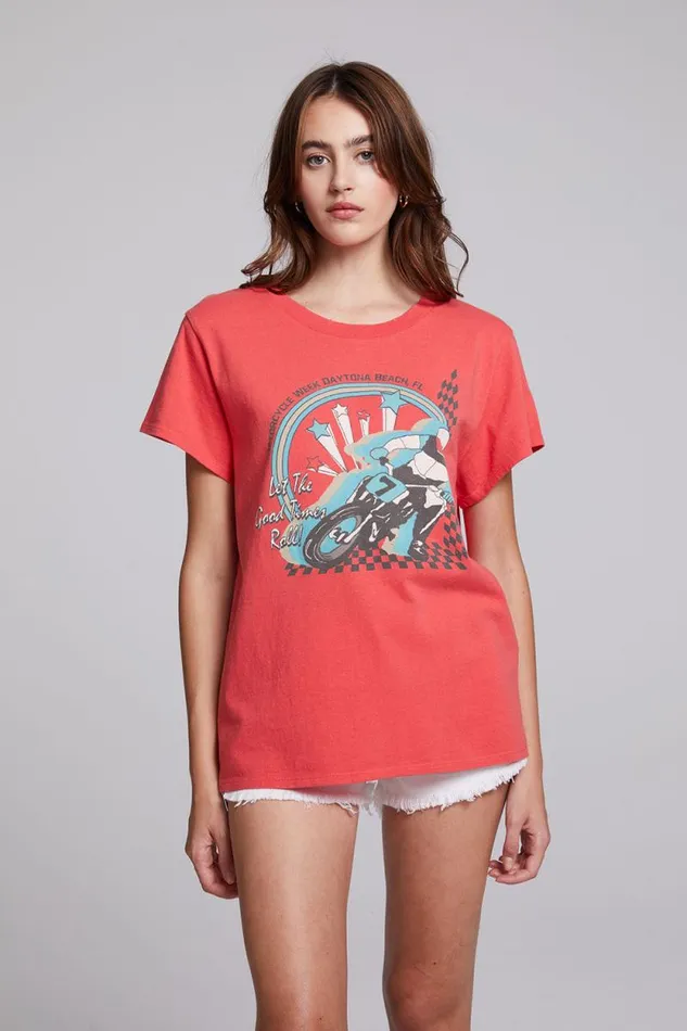 Womens Chaser Brand Tops Motorcycle Week Tee