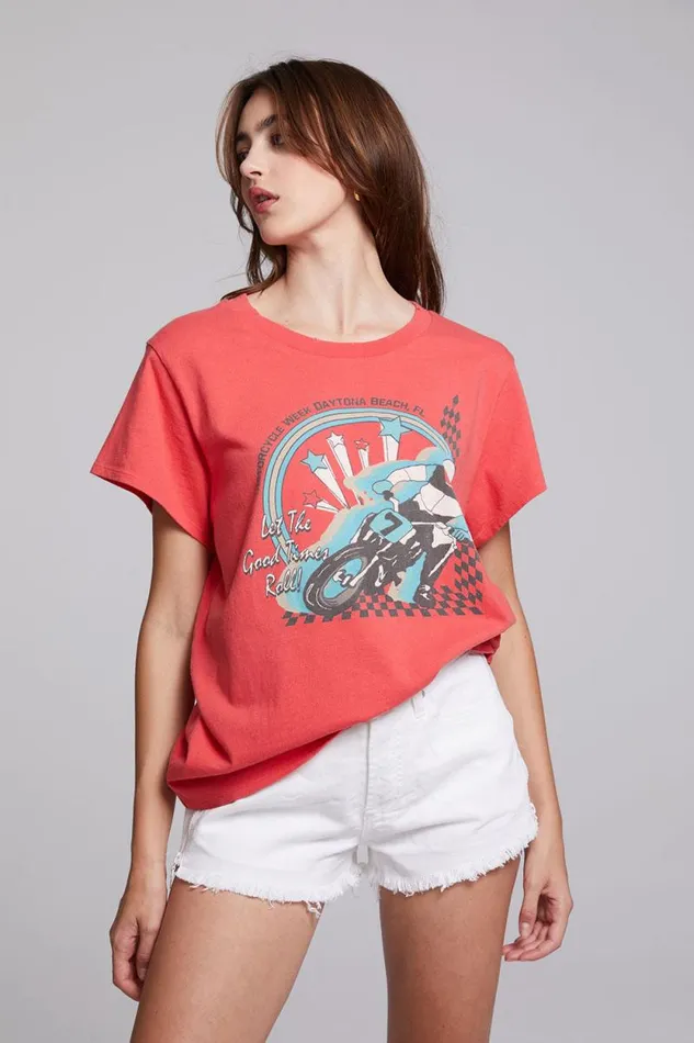 Womens Chaser Brand Tops Motorcycle Week Tee