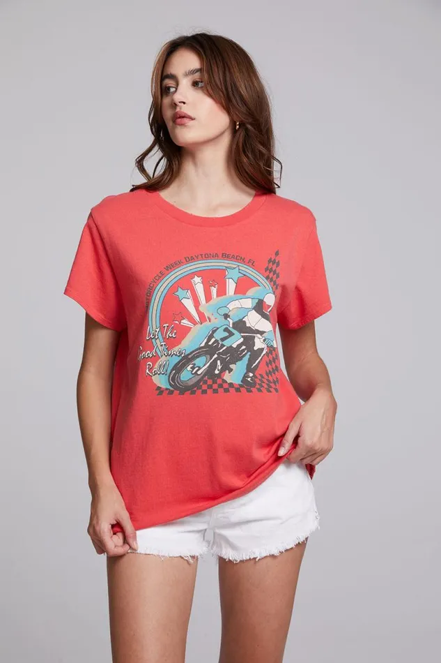 Womens Chaser Brand Tops Motorcycle Week Tee