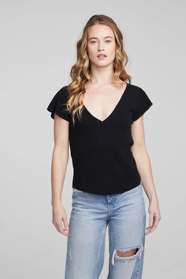 Womens Chaser Brand Tops Page Shadow Star Black Tee