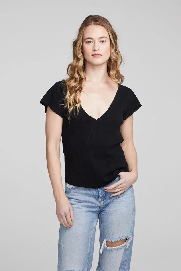 Womens Chaser Brand Tops Page Shadow Star Black Tee