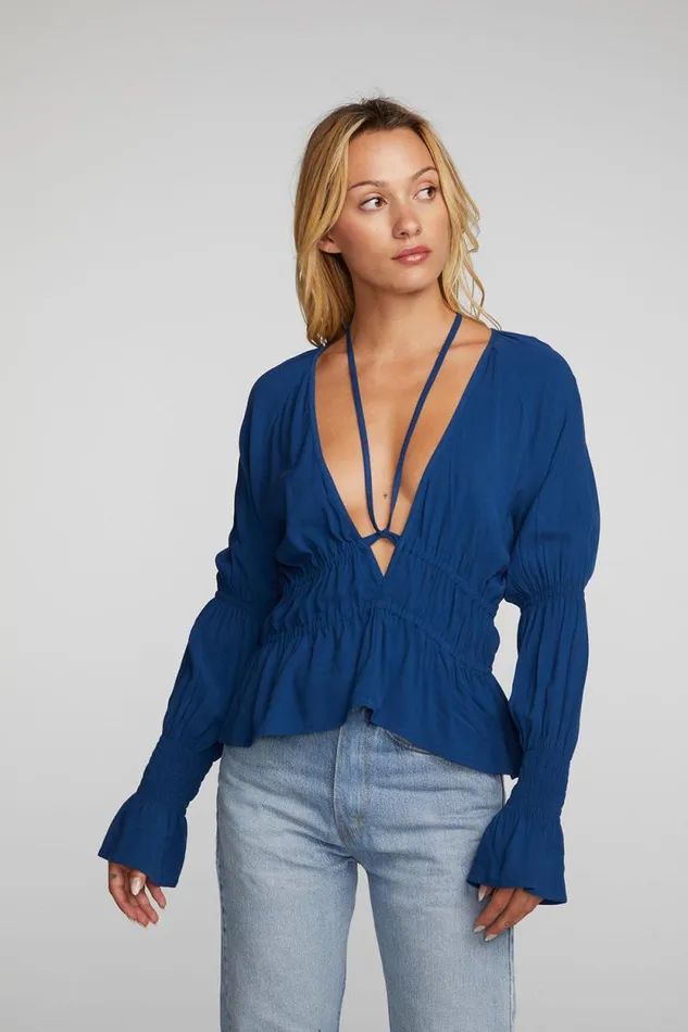 Womens Chaser Brand Tops Rayon Woven Deep V Top With Straps