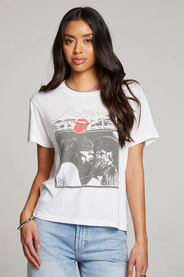 Womens Chaser Brand Tops Rolling Stones Mick and Keith Tee