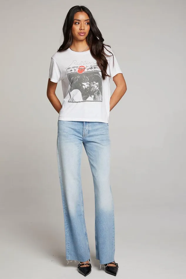 Womens Chaser Brand Tops Rolling Stones Mick and Keith Tee
