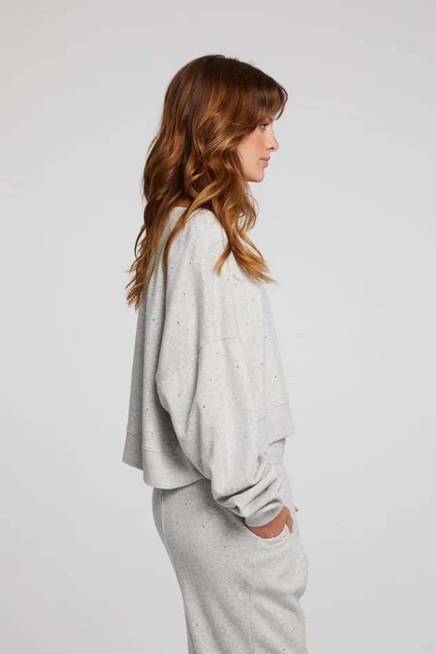 Womens Chaser Brand Tops Scarlet Heather Grey Pullover