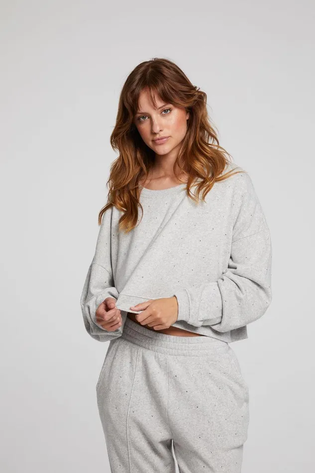 Womens Chaser Brand Tops Scarlet Heather Grey Pullover