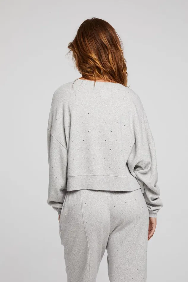 Womens Chaser Brand Tops Scarlet Heather Grey Pullover