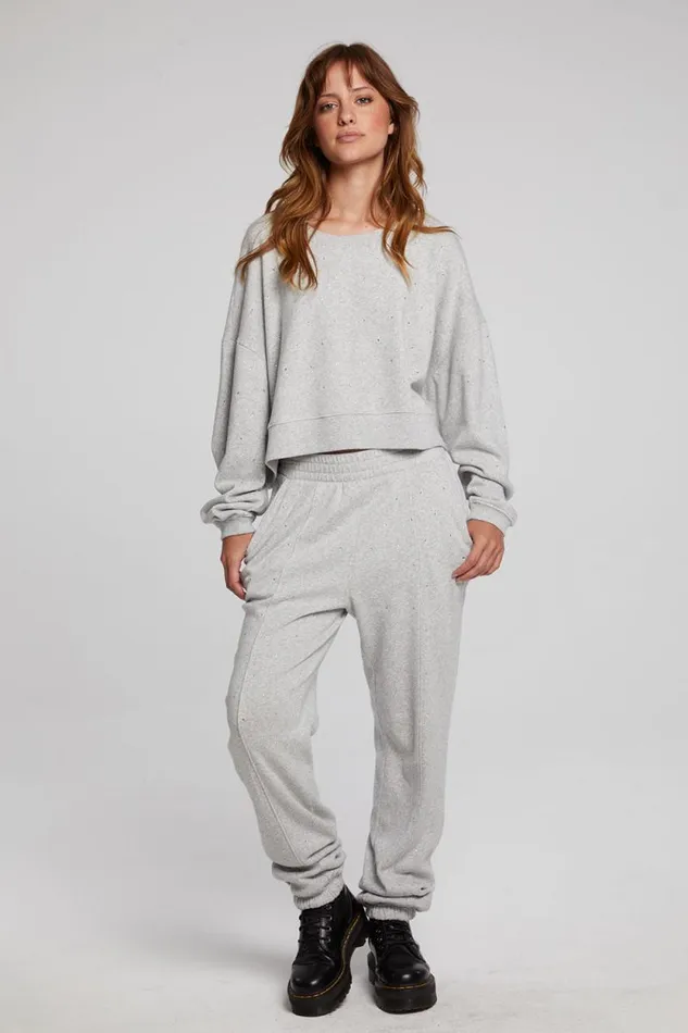 Womens Chaser Brand Tops Scarlet Heather Grey Pullover