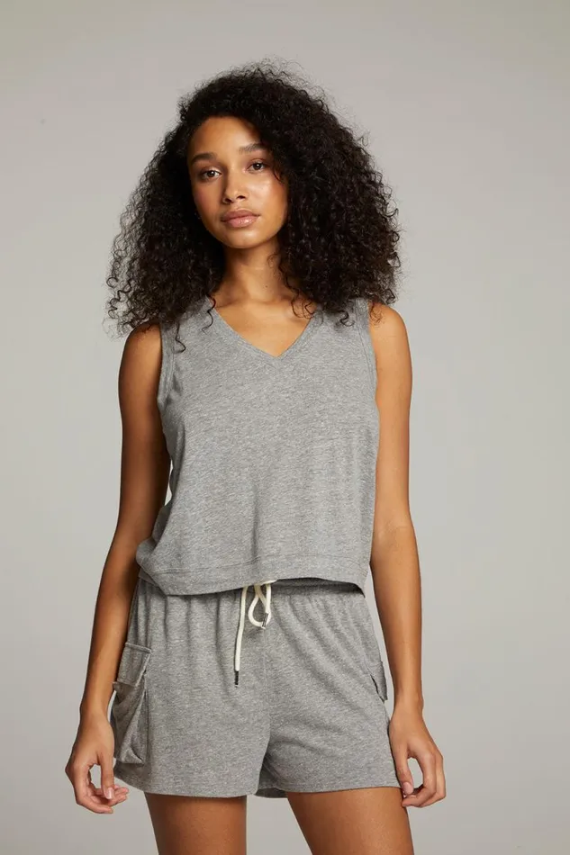 Womens Chaser Brand Tops Sean Streaky Grey Tank
