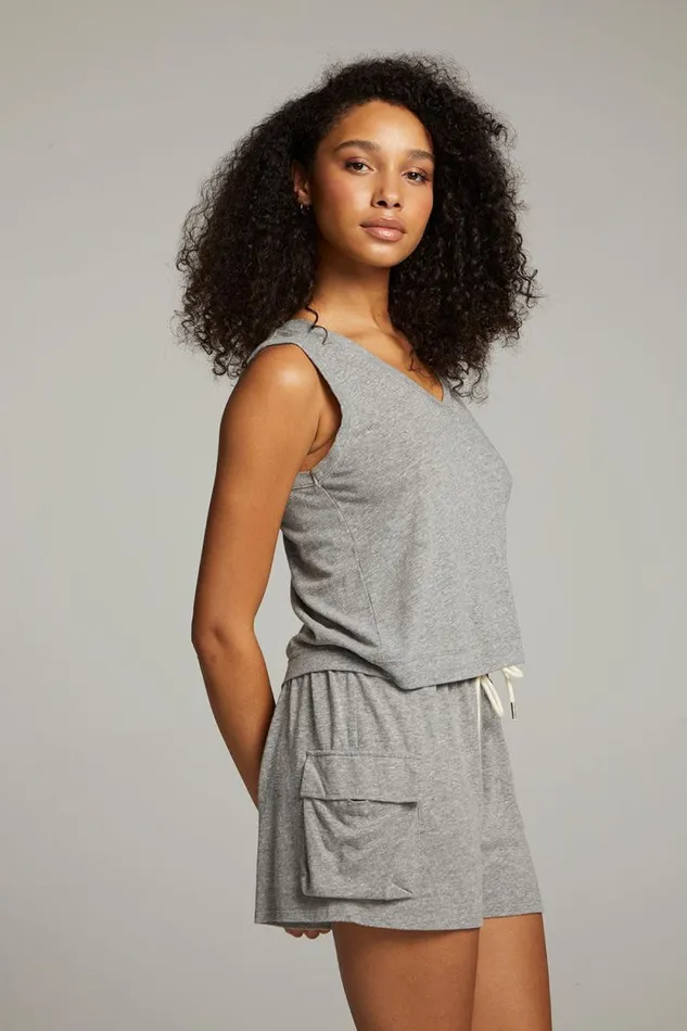 Womens Chaser Brand Tops Sean Streaky Grey Tank