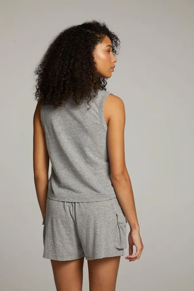 Womens Chaser Brand Tops Sean Streaky Grey Tank