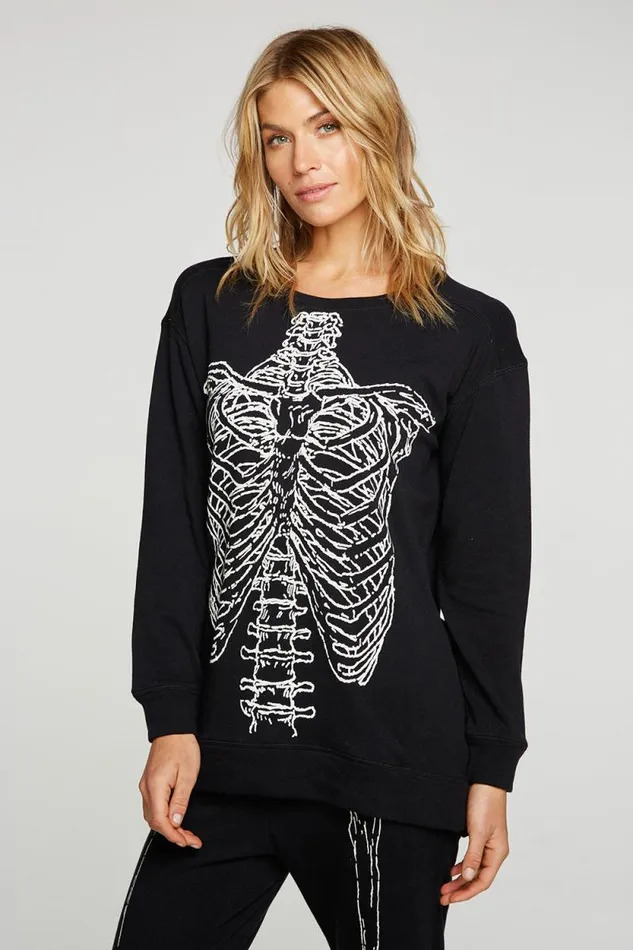 Womens Chaser Brand Tops Skeleton Pullover
