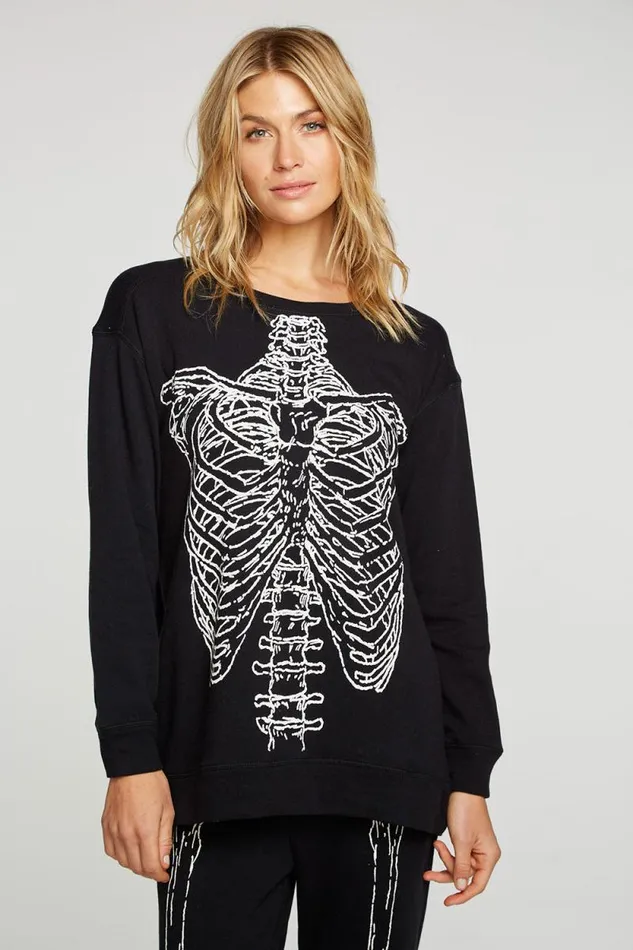 Womens Chaser Brand Tops Skeleton Pullover