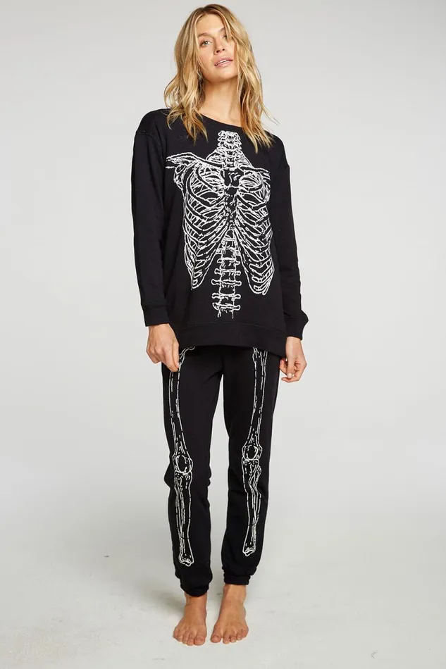 Womens Chaser Brand Tops Skeleton Pullover
