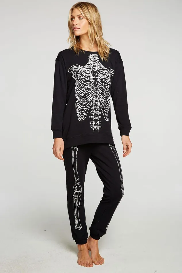 Womens Chaser Brand Tops Skeleton Pullover