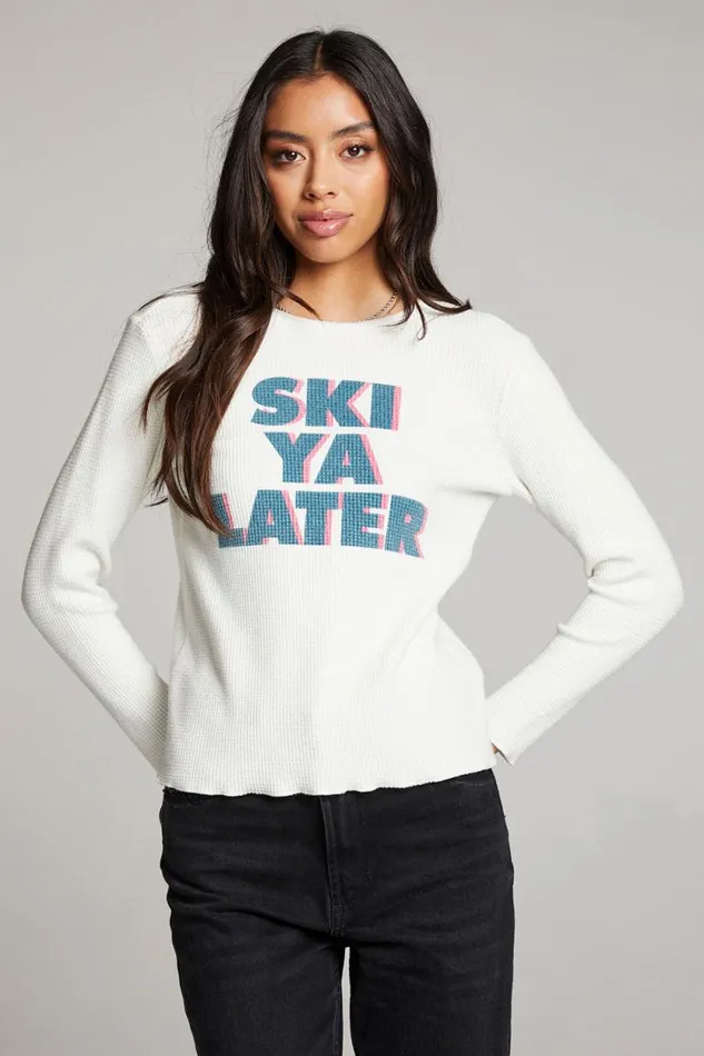 Womens Chaser Brand Tops Ski Ya Later Long Sleeve